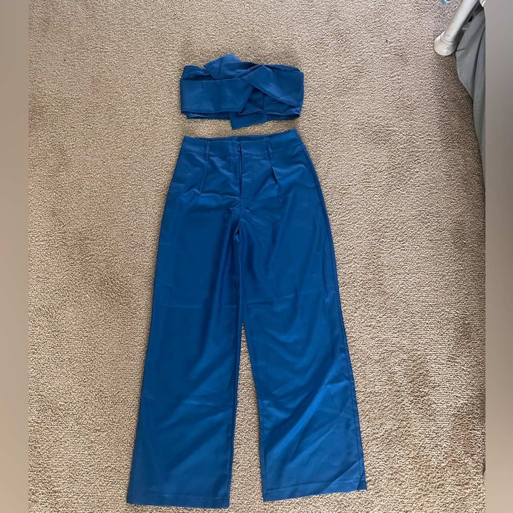 Brand new blue two piece pant and top outfit